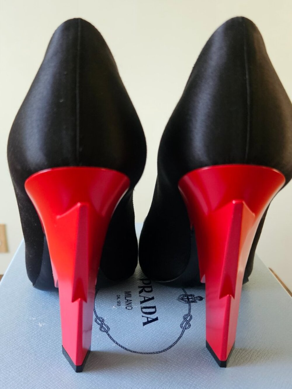 Prada Lightning Bolt Satin Pumps sz 38 - Picture 3 of 6
